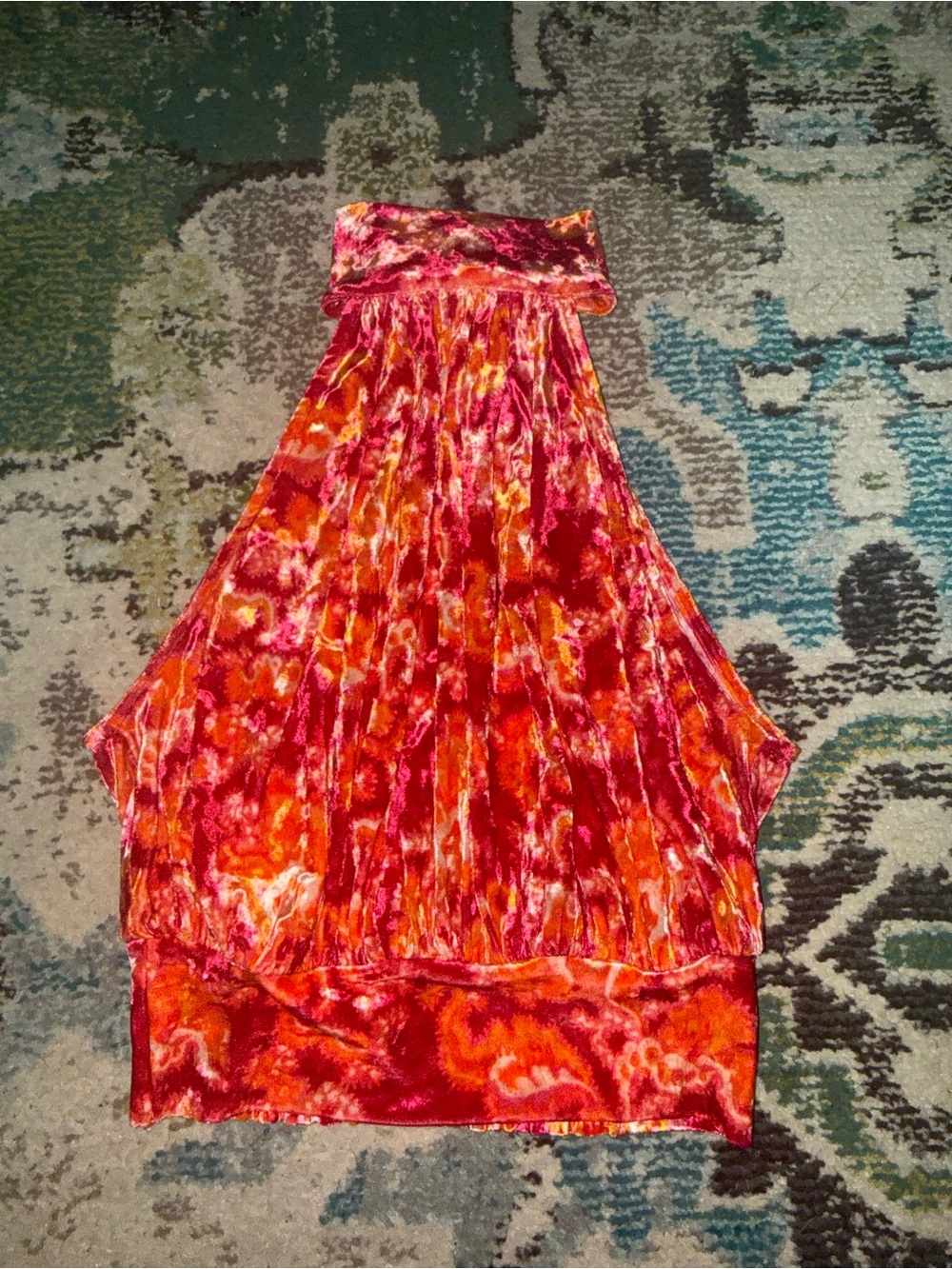 Free People Velvet Paisley Halter Tank Top XS Pink Orange Boho